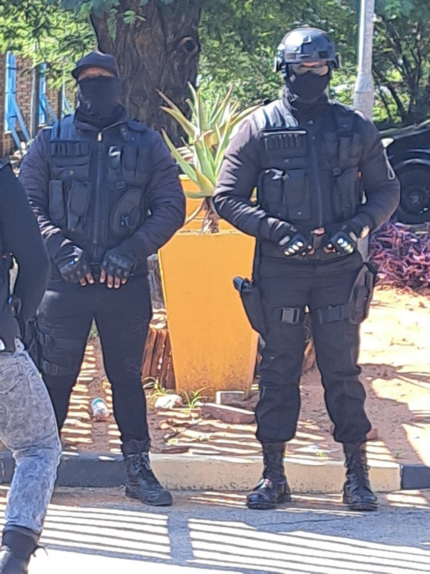 Close-up of tactical officers in body armor and helmets
